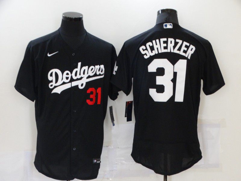Men Los Angeles Dodgers #31 Scherzer Black Elite 2021 Nike MLB Jerseys
